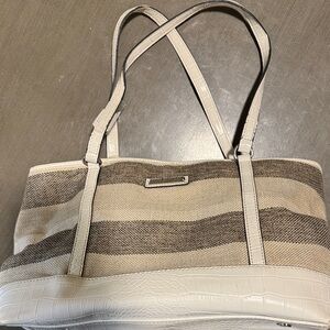 Dana Buchman Beige and Brown Striped Tote